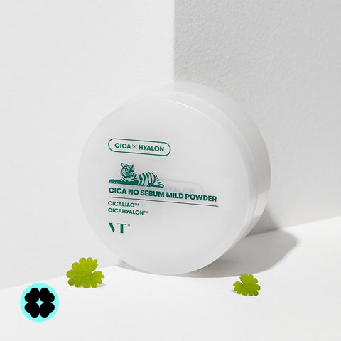 VT Cosmetics Cica No-Sebum Mild Powder – корейская матирующая пудра для контроля себума, LOVU Beauty Code, рутина ухода за кожей лица www.lovu.md