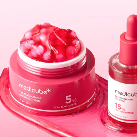 MEDICUBE TXA Niacinamide Capsule Cream 55g — корейский крем с ниацинамидом для осветления пигментации и сияния кожи, оригинал на LOVU.md.