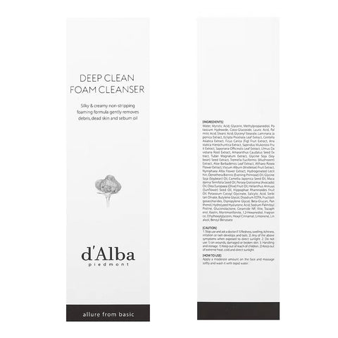D’ALBA Deep Foam Cleanser 150ml – Korean facial cleanser with truffle. Shop now on LOVU.md